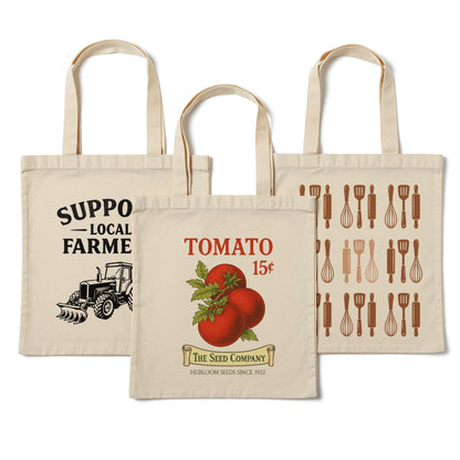 10 Custom Tote Bags, 1-Side Print, 12oz Canvas Cotton, 15x16 inches