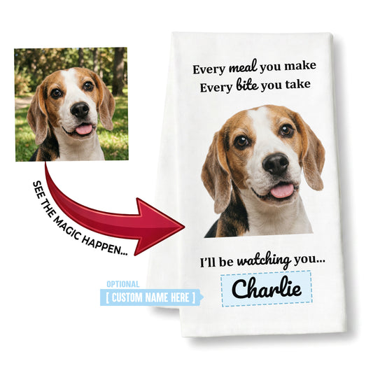 Personalized Pet Photo Kitchen Towel, Funny Pet Lover Gift