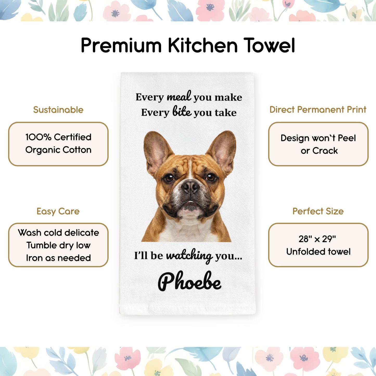 Personalized Pet Photo Kitchen Towel, Funny Pet Lover Gift