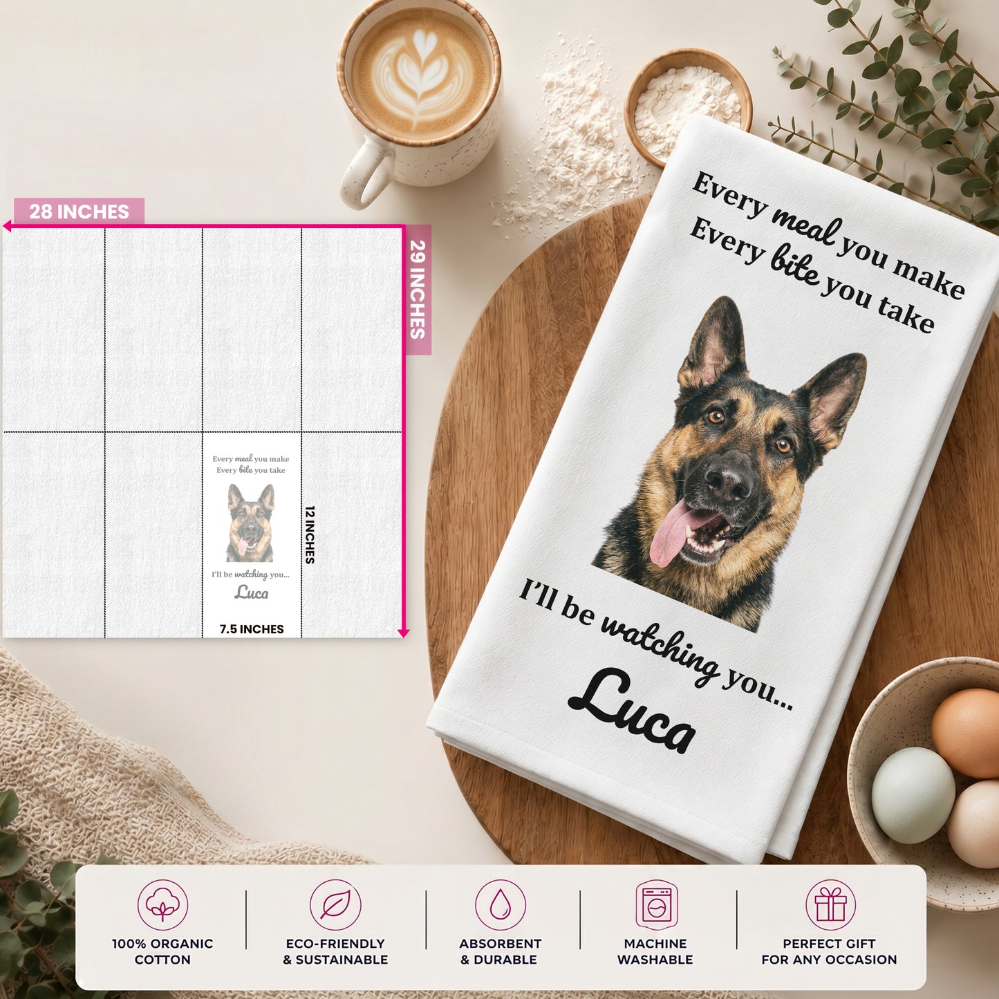 Personalized Pet Photo Kitchen Towel, Funny Pet Lover Gift