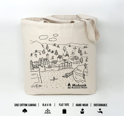 25 Mohonk Cotton Tote Bags, 1-Side Print, Natural Color, 12oz Cotton Canvas