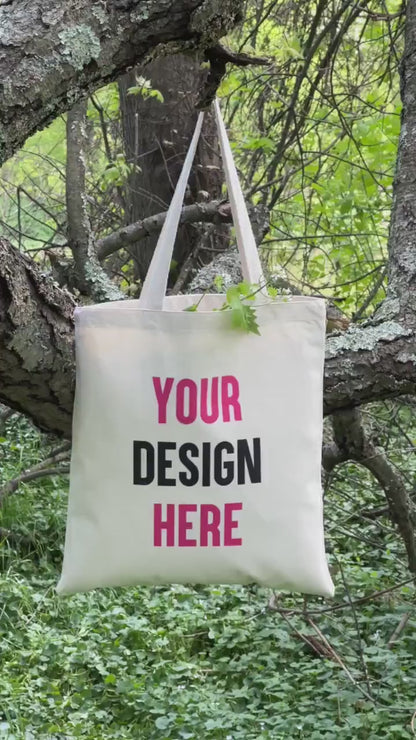 Custom Tote Bags, Cotton Canvas Tote Bag - Full Color Print, Eco friendly Personalized Gift Bag, Natural Color - 15x16 Inches