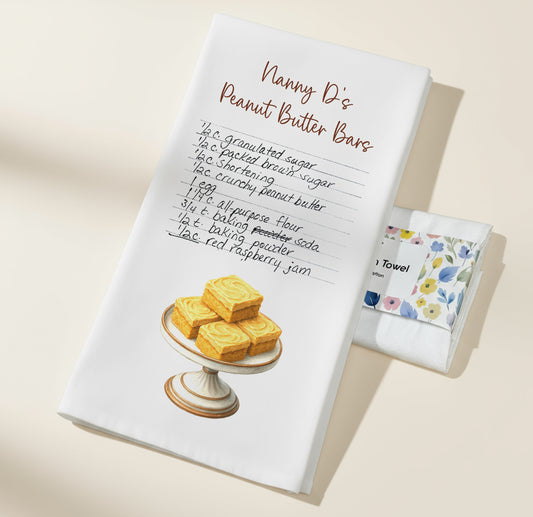 Custom Handwritten Recipe Tea Towel: Organic Cotton