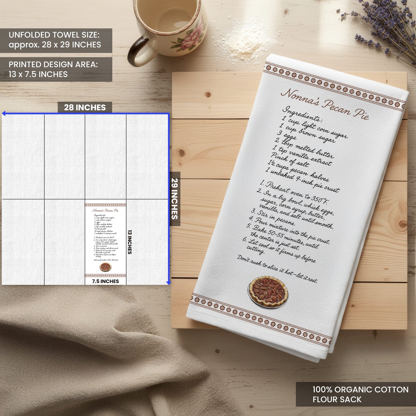 Personalized Recipe Kitchen Towel - Premium Organic Cotton