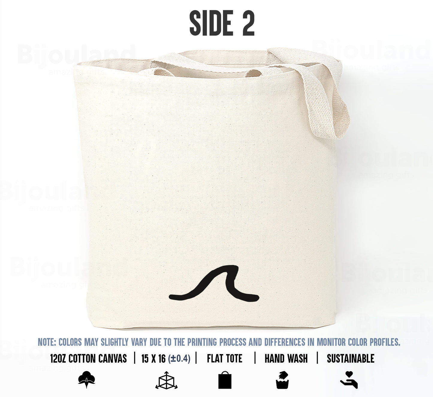 Custom Tote Bags, 2-Sided Print, 12oz Canvas Cotton, Natural Color, 15x16 Inches