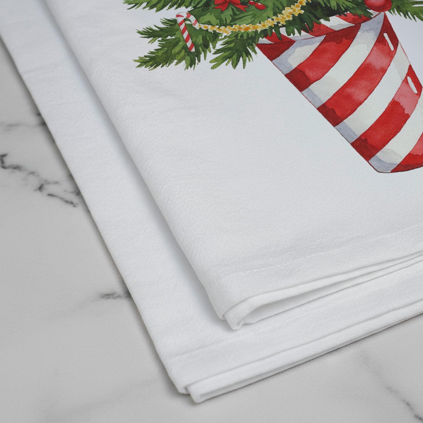 Candy Cane Tree and Poinsettia Vase - Holiday Tea Towels