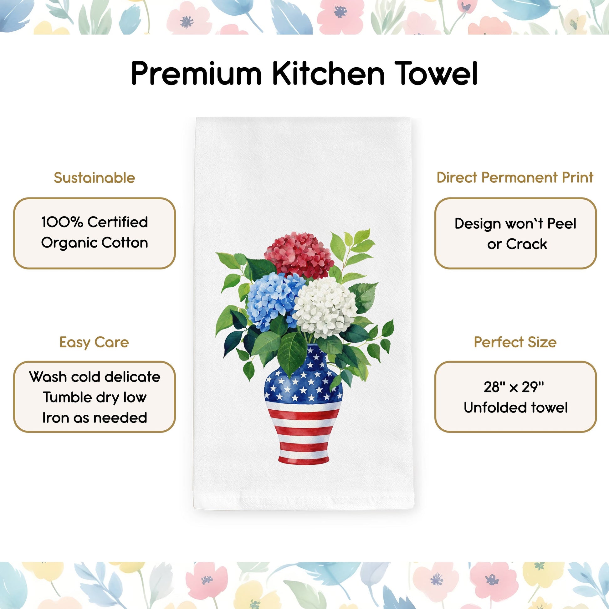 USA hydrangea vase tea towel product benefits
