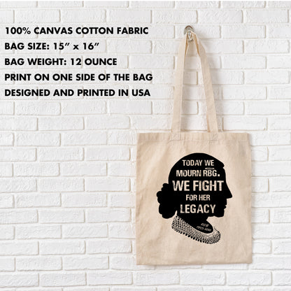 Ruth Bader Ginsburg Quote Cotton Canvas 12oz Tote Bag