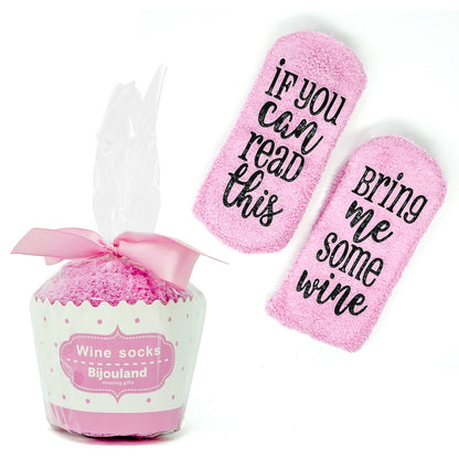 Bring Me Some Winе Socks - Gift for Mother’s Day With Cute Cupcake Package