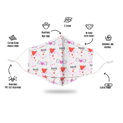 Premium 4 Layers Cotton Face Mask with Nose Wire and Filter Pocket for Adults and Teens
