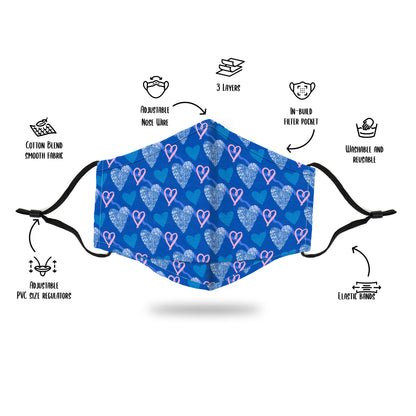 Premium 4 Layers Cotton Face Mask with Nose Wire and Filter Pocket for Adults and Teens