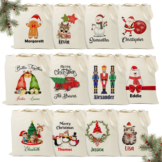 Personalized Christmas Tote Bags, Christmas Custom gifts, Custom Xmas Tote Bag, Personalized Christmas Stockings Stuffers, Christmas Decor