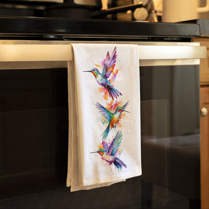 Hummingbird Kitchen Towel, Whimsical Wings Decorative Kitchen Tea Towel, Tropical Birds Kitchen Towel, Bathroom Decor, Christmas Gift Towel