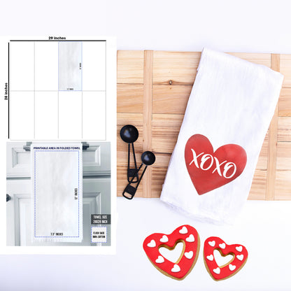 Valentines Day Kitchen Towel, XOXO Decor Towel, Valentine Decor Flour Sack Kitchen Towel, Heart  Print Kitchen Decor