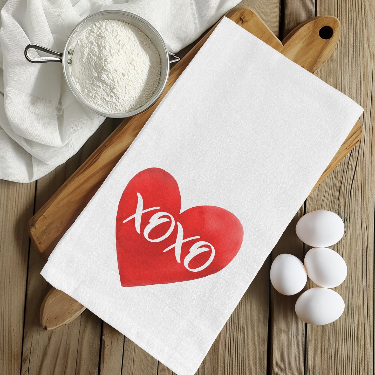 Valentines Day Kitchen Towel, XOXO Decor Towel, Valentine Decor Flour Sack Kitchen Towel, Heart  Print Kitchen Decor