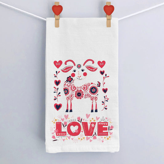 Love Spirit - Valentine's Day Flour Sack Kitchen Towel, Valentine Decor Kitchen Towel, Love Print Kitchen Decor