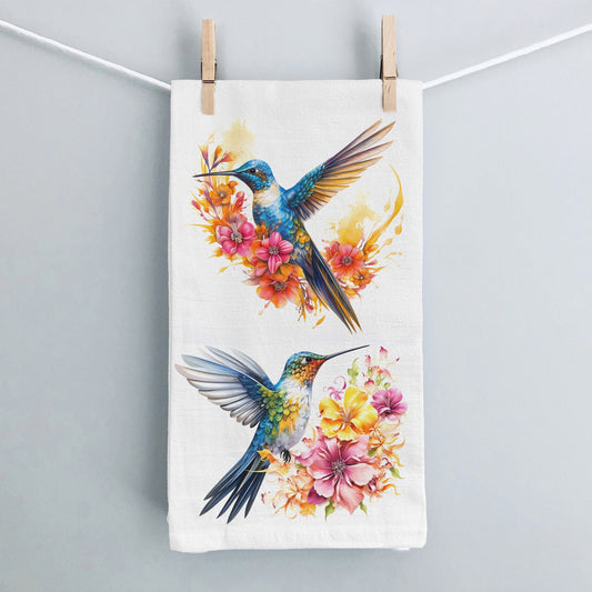 Hummingbirds Kitchen Towel, Kitchen Decorative Tropical Bird Hand Towel, Floral Hummingbird Dish Cloth Home Decor, Birds Printed Tea Towel