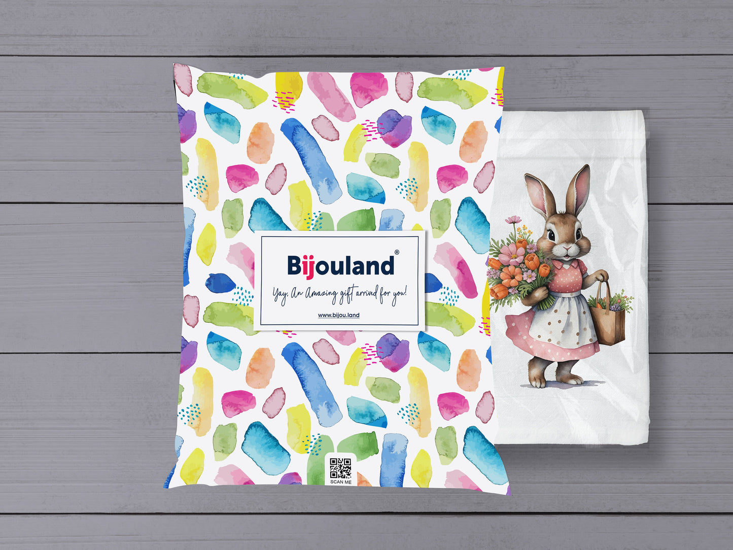 Easter Bunny Kitchen Towel, Charming Watercolor Rabbit Tea Towel - Spring Decor Flour Sack Cotton Hand Towel