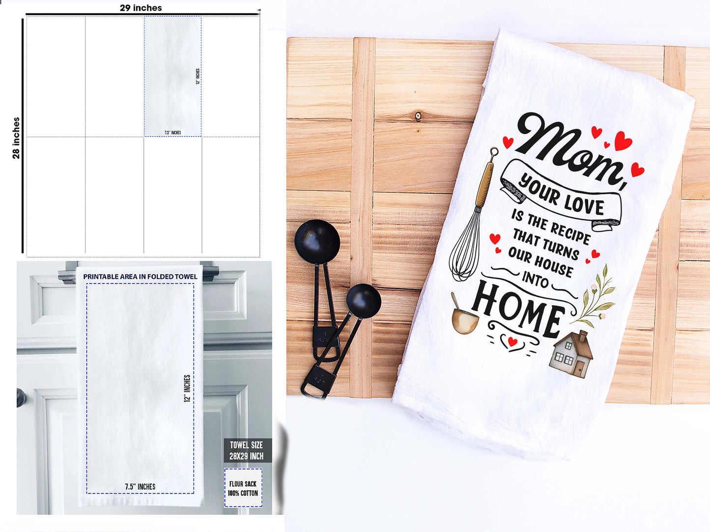 Mom Love Recipe Kitchen Towel - Heartwarming Home Decor