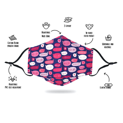 Premium 4 Layers Cotton Face Mask with Nose Wire and Filter Pocket for Adults and Teens