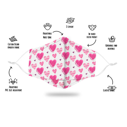 Premium 4 Layers Cotton Face Mask with Nose Wire and Filter Pocket for Adults and Teens