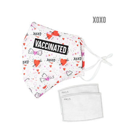 Vaccinated Cotton Face Mask with Nose Wire and Filter Pocket, Washable with Adjustable Ear loops - 2 Filters Included